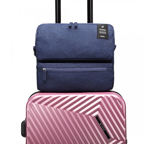 E6851 - Kono Multi Compartment Travel Shoulder Bag - Navy